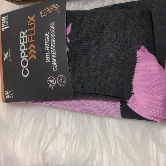 1 pair Copper flux anti fatigue compression socks  men 6-9 women's 5-10 s/m - Picture 4 of 6